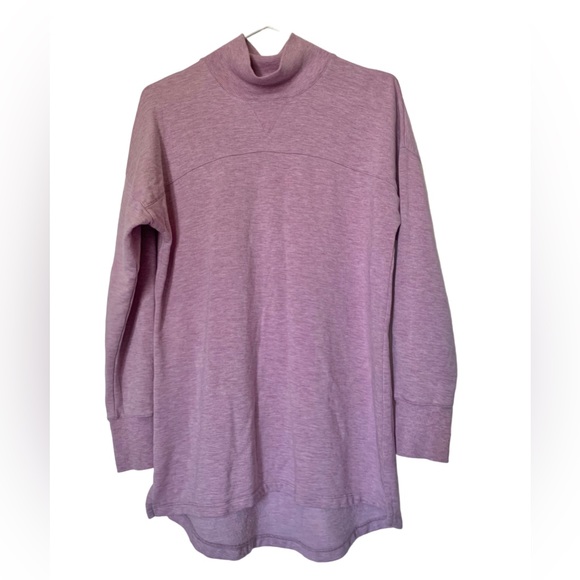 LL Bean softflex mock neck pullover M lavender hi-lo hem stretch super soft warm - Picture 2 of 7